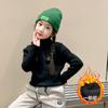 Suéter para Niñas Otoño/Invierno Camiseta Base de Cuello Alto para Niños 2025 Nuevo Moda para Niños Top de Punto Grueso con Forro Polar
