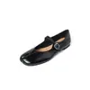 Zapatos Mary Jane de piel de vacuno de capa superior para mujer, zapatos planos, nuevas botas de otoño de cuero genuino con punta dividida, zapatos bajos simples para mujer, zapatos de pezuña de cerdo para mujer