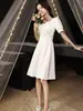 Vestido Blanco Pequeño de Noche para Mujer Se Puede Usar Normalmente Elegante Accesible Lujo Vestido Elegante Vestido Francés Cuello Cuadrado Aspecto Adelgazante Verano