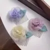 Pasador de Peine de Flor de Malla para Peinado de Princesa, Pinza para el Cabello de Corona Alta Esponjosa para Recoger Cabello Suelto, Accesorio para el Cabello
