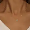 Colar Europeu e Americano Transfronteiriço Novo Geométrico Quadrado Pingente de Pedra Preciosa Strass Incrustado Folha Estrela de Cinco Pontas Joias de Nicho para Mulheres