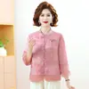 Nueva ropa de verano estilo chino para madres, camisa tradicional de manga tres cuartos, nueva blusa estampada de moda para mujeres de mediana edad y mayores en verano