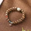 Pulseira de Contas de Jade de Sândalo Dourado com Fecho Cloisonné Xiangyun para Homens e Mulheres, Rosário de Ágata Vermelha, Pulseira de Casal