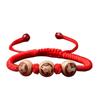 2024 Madera de Durazno Triple Liuhe Linglong Bureau Pulsera Zodiaco Pika Dragón Gallo Caballo Ratón Jin Qing Yu Cuerda de Mano de Mano