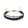 Pulsera Tejida de Turmalina Natural con Cuentas Ojo del Diablo de la Suerte para Mujer Estilo Europeo y Americano Columbia Cinta Apilada Cuerda de Mano