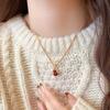 Collar de calabaza con doble cara de aceite y baño de oro auténtico, estilo chino, con cadena de clavícula y diseño de nicho para mujer.