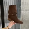 Botas de gamuza mate para mujer, punta fina, sin cordones, de uso bidireccional, nuevas botas de vaquero occidentales para otoño e invierno 2026, botas altas de equitación