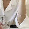 Pulseira de Bambu Estilo Coreano com Elementos Geométricos, Contas em Formato de Coração, Prata Triturada, Estilo Melhor Amigo Estudante, Pingente Quadrado de Verão Tendência