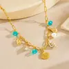 Moda Europea y Americana Serie Oceánica Estilo Playa Collar Cadena Cruzada Chapada en Oro Concha de Vieira Caracola Colgante Accesorios Cadena Clavicular