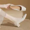 Zapatos planos de tacón medio para mujer 2025 Otoño Nuevo Estilo Coreano Modernos Versátiles Tacón Grueso Punta Cuadrada Zapatos de Abuelita Negros Zapatos de Trabajo