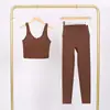 Conjunto de Chaleco en U y Pantalones Cortos Lulu Df con Etiqueta, Disponible para Envío Directo, Cuello Alto Ajustado, Conjunto de Yoga Elástico