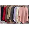 Suéter Feminino 2025 Tendência Outono e Inverno Estilo Preguiçoso Suave Pulôver Tricô Francês Camisa Básica Feminina Roupa de Baixo Manga Longa