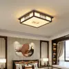 Nueva lámpara de techo de madera de nogal estilo chino, estética estilo Song, rectangular, luz principal para salas de estar amplias y planas, lámpara inspirada en Zen para dormitorio y estudio