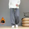 Pantalones de pana de pierna ancha con puños elásticos, adecuados para primavera y otoño, con estampado de cuadros, diseño retro estilo chino y corte holgado, oversized para hombre