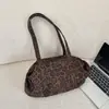 51174 Bolsa Tote de Mão Leopardada Fashionável para Mulheres Grande Capacidade Bolsa para Passeio de Mãe Bolsa de Ombro Estilo Preguiçoso de Camurça