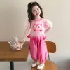 Conjunto de Desenho Animado para Meninas Verão 2026 Nova Moda Infantil Roupa de Bebê Menina Manga Curta Colorido Coelho Conjunto de Duas Peças