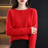 Cárdigan de Lana con Patrón de Osmanthus Transfronterizo para Mujer, Suéter de Punto Ajustado para Otoño e Invierno, Top Redondo Sin Costuras, Moderno