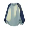 Camiseta de Manga Larga para Hombre Primavera, Otoño e Invierno Nueva Camisa de Capa Interior de Color Contrastante Marca de Moda Top Holgado de Cuello Redondo