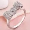 Anillo de Lazo de Moda Japonesa y Coreana para Mujer Estilo Ins Simple Anillo de Dedo de Corazón con Circonita Joyería Accesorios Venta Caliente Transfronteriza