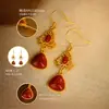 Plata 925 Diseño Original Prosperidad Floral Rojo Nuevo Estilo Chino Traje Xiuhe Pendientes de Ágata Roja Festivos