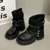 Botas Chelsea com Solado Grosso e Salto Bloco Femininas 2026 Outono Novas Botas Curtas Versáteis Estilo Britânico Retrô Botas Individuais ins Tendência Motocicleta