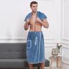 Toalla de Baño de Coral Fleece Cuidadosamente Seleccionada para Hombres, Ponible y Envolvente, Falda de Baño para Adultos, Tallas Grandes, Toalla Envolvente Personalizada Estilo Coreano para Estudiantes, Transfronteriza