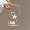 17 Estrellas de Mar Conchas Peces Resina Transparente Funda para Teléfono 16 Adecuado para Apple 15Pro Max Funda 14 Funda Anticaída 13