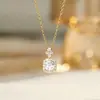 Collar Colgante de Zirconia Púrpura con Forma de Gota Chapado en Cobre Dorado, Diseño de Nicho de Lujo Ligero Estilo Francés, Cadena de Acero de Titanio, Cadena de Clavícula para Mujer