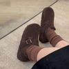 Novos Tênis Birkenstock Peludos de Slip-On Aumentadores de Altura 2025 para Mulheres, Sapatos Retrô de Veludo e Algodão com Sola Super Reta
