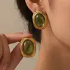 Novo Estilo Brincos Geométricos de Resina de Aço Inoxidável 304 Transfronteiriços Dourados 18K Não Desbotam Brincos e Acessórios Versáteis da Moda