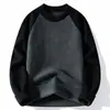 Otoño Invierno Nuevo Estilo Moda Masculina Bloque de Color Cuello Redondo Suéter Jersey Juventud Casual Tejido de Punto Capa Base Jersey de Punto