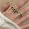 Anillo Abierto de Tablero de Ajedrez de Doble Capa para Mujer, Anillo de Nicho Retro de Moda 2023 Nuevo Diseño con Sentido
