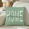 Funda de Almohada Estampada de Lino Nuevo Transfronteriza de Amazon Planta Verde Nuevo Fresco Sala de Estar Hogar Funda de Almohada para Sofá