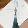 Nuevo Estilo Nacional Ventilador de Borlas Hecho a Mano Colgante Joyería Ventilador de Picos Colgante de Teléfono Móvil Nudo Chino Placket de Presión Jade Hetian
