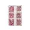 Joyería para uñas fondo dorado diamante blanco diamante de color diamante fondo puntiagudo 6 cajas tamaño mixto uña AB diamante fondo puntiagudo