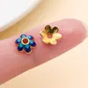Aleación de Zinc Esmaltada Multicolor Base de Flor Espaciador Patrón Vintage Pulsera de Perlas DIY Accesorios de Joyería al por Mayor