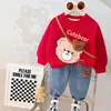 Coreano Nuevo Primavera Manga Larga Dibujos Animados Estampado Animal Dos Piezas Conjunto Bebé Hombres y Mujeres Elegante Moda Traje Deportivo Tendencia
