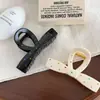 Pinza para el pelo de lazo de diamante de color francés, pinza de tiburón grande de color sólido simple en blanco y negro, accesorio para el pelo para moño en la parte posterior de la cabeza de niña delicada