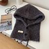 Coreia do Sul Balaclava Chapéu Cachecol Peça Única Feminino Outono e Inverno Quente Proteção de Orelha Capuz de Pescoço Chapéu de Lã Tricotado
