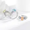 Xiaohongshu Douyin Más Vendido Anillo de Huevo de Paloma con Corte de Flor de Hielo de Piedra Preciosa de Color Incrustado con Anillo de Diamante de Alto Carbono Brillante Transmisión en Vivo
