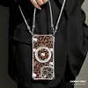 Funda de teléfono de gato con estampado de leopardo para Apple 17 Pro Max, iPhone 15 con cordón en las cuatro esquinas, 16 con soporte, 14 con correa cruzada para mujer