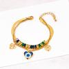 Pingente de diamante azul pegajoso estilo europeu e americano, colar de clavícula dupla, pulseira de diamante de zircônia, conjunto de brincos de aço de titânio