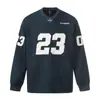 Camiseta Deportiva de Manga Larga con Bordado de Parche Número 23 para Hombre, Estilo Urbano Americano, Top Holgado Casual para Primavera y Otoño