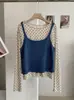 Conjunto de dos piezas para mujer KEKEZOON con camiseta de manga larga y cuello redondo con estampado floral pequeño + top de punto 9035