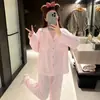 Pijama Estilo Princesa para Mulheres, Primavera e Outono, com Bojos, Algodão Nuvem, Mangas Longas, Calças Longas, Estilo Coreano, Doce e Feminino, Conjunto para Casa