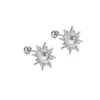 Pendientes Huecos de Sol con Diamante Azul de Diseño Único, Pendientes de Rosca para Mujer, Nuevo Estilo 2022, Accesorios para Orejas Simples y de Lujo Ligero