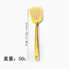 Conjunto de utensílios de cozinha de aço inoxidável de 6 peças para exportação: espátula para fritar, concha de sopa, escumadeira, colher pontuda, colher de servir banhada a ouro, conjunto de caixa de presente de 6 peças para comércio exterior
