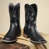Novas Botas de Cowboy Ocidentais para Homens, Botas de Cavaleiro Estilo Britânico de Cano Alto, Botas de Couro Retrô Versáteis, Botas de Trabalho Casuais de Cano Alto
