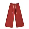 Pantalones Casuales de Cintura Alta con Diseño de Puntadas de Nicho y Contraste de Color, Verano, Nueva Moda, Holgados, Adelgazantes, Pierna Recta para Mujer