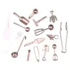 Pala Vajilla Cuchillo de Paisaje Tenedor Cubiertos Cuchara Mini Accesorios de Resina Artificial Decoración de Casa de Muñecas en Miniatura DIY